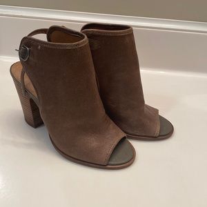 Lucky Brand LK- Lisza Brown Leather Slingback Peep Toe Ankle Booties 6.5